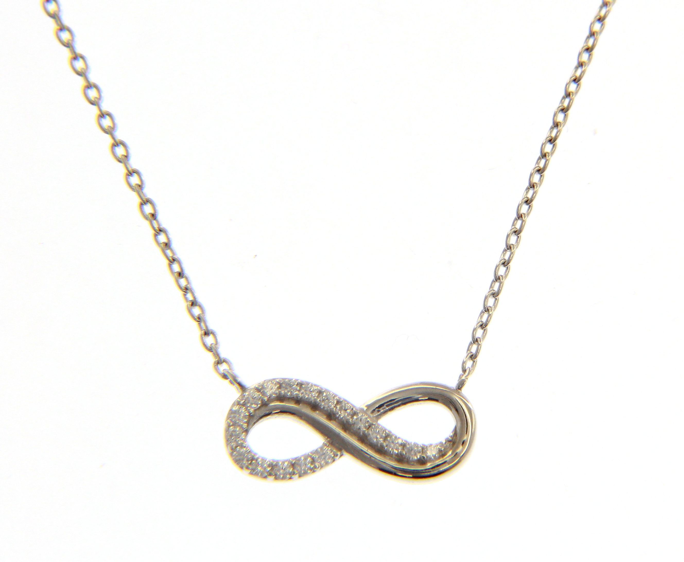 White gold infinity symbol necklace k9 with white zircon